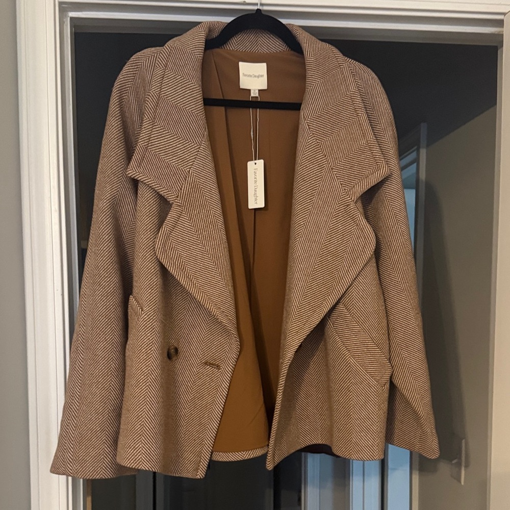 Favorite Daughter Beige Herringbone Blazer